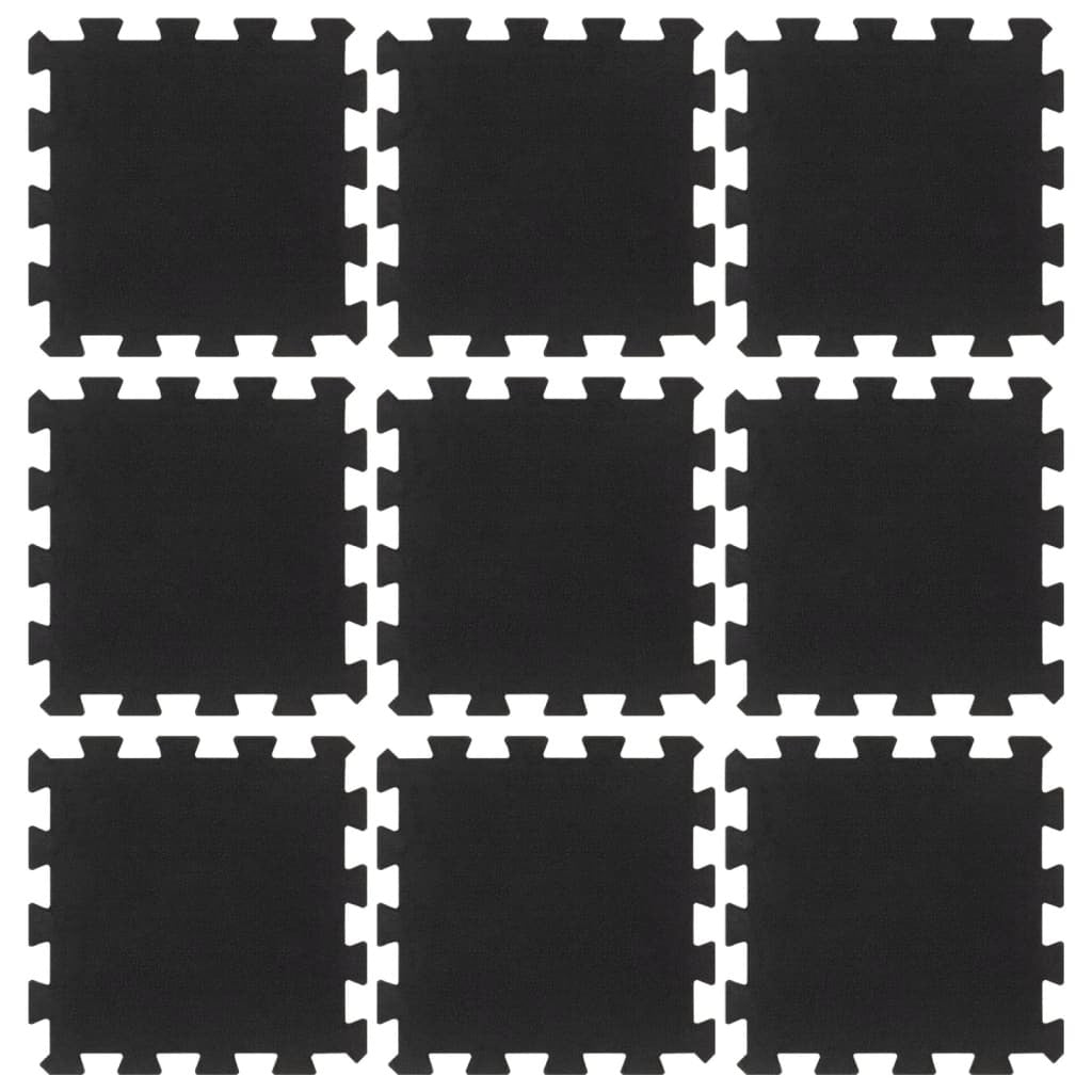 vidaXL Rubber Floor Tiles 9 pcs Black 16 mm 30x30 cm