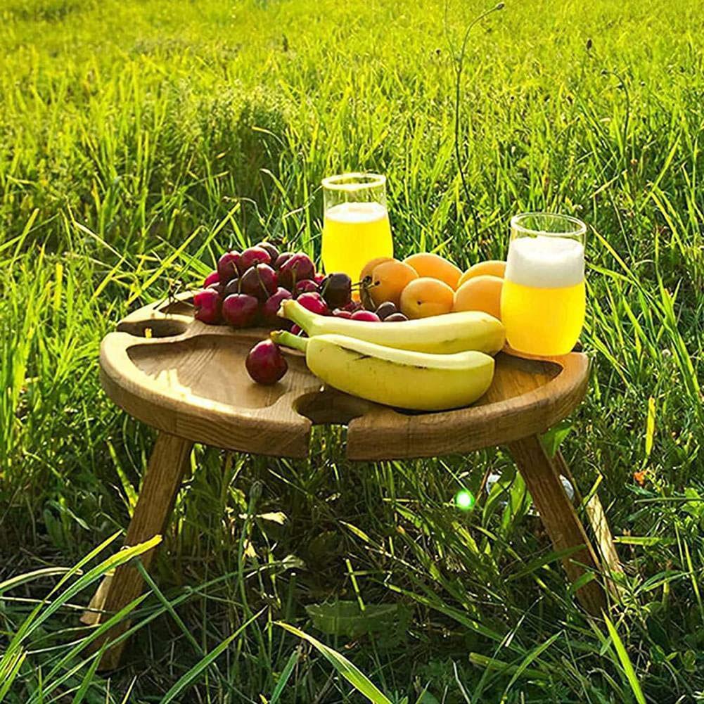 Wooden Outdoor Folding Picnic-table With Glass Holder