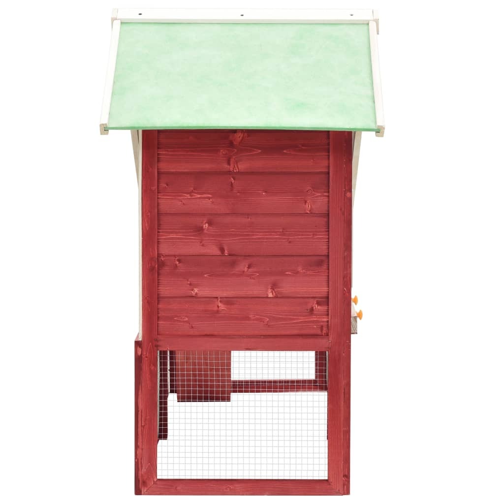 vidaXL Rabbit Hutch Red and White 140x63x120 cm Solid Firwood