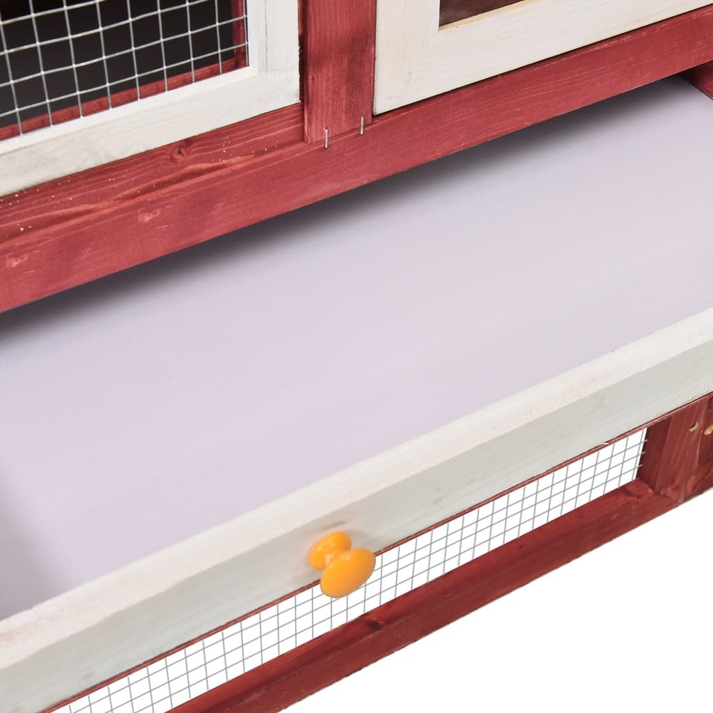 vidaXL Rabbit Hutch Red and White 140x63x120 cm Solid Firwood