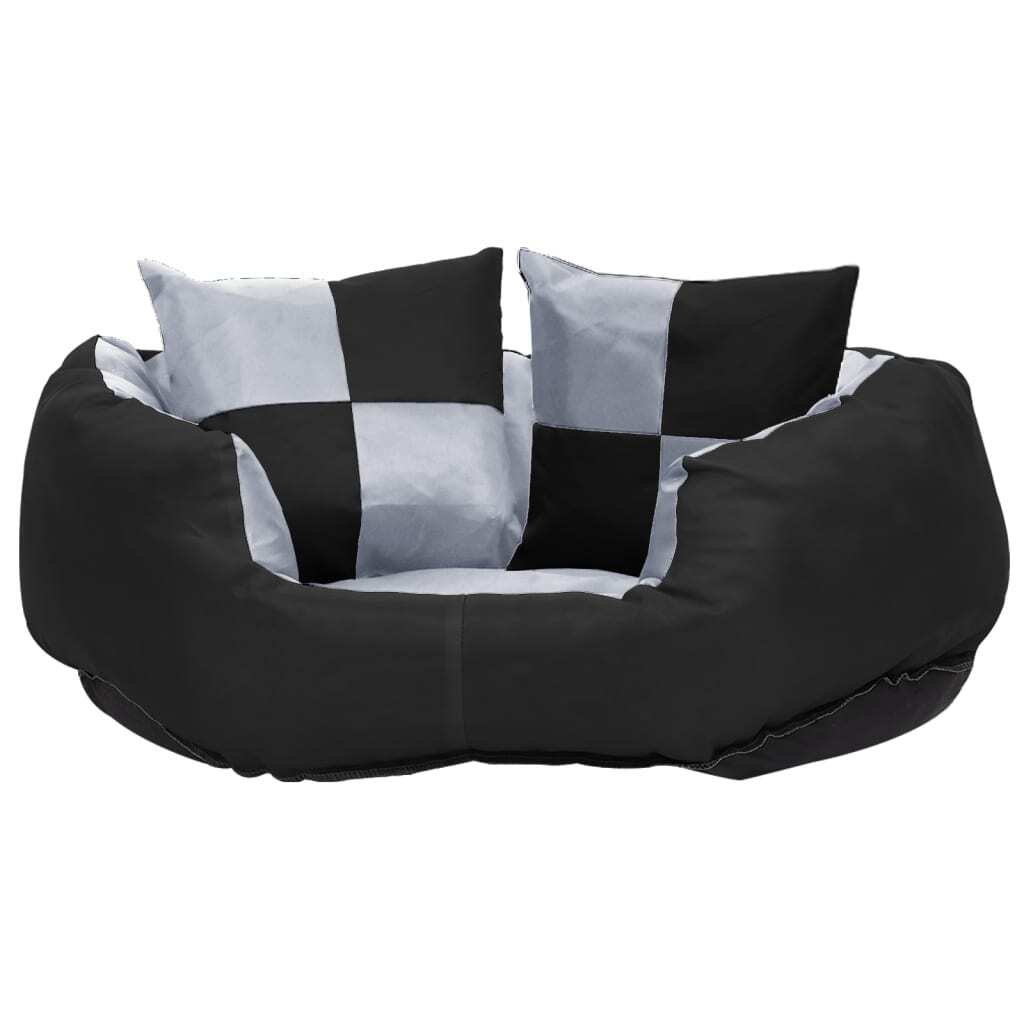 vidaXL Reversible & Washable Dog Cushion Grey and Black 65x50x20 cm