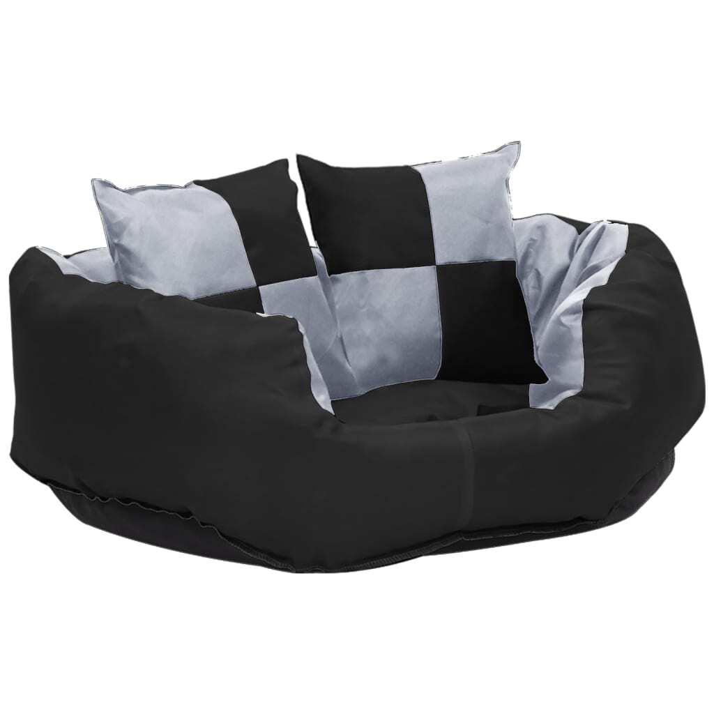 vidaXL Reversible & Washable Dog Cushion Grey and Black 65x50x20 cm