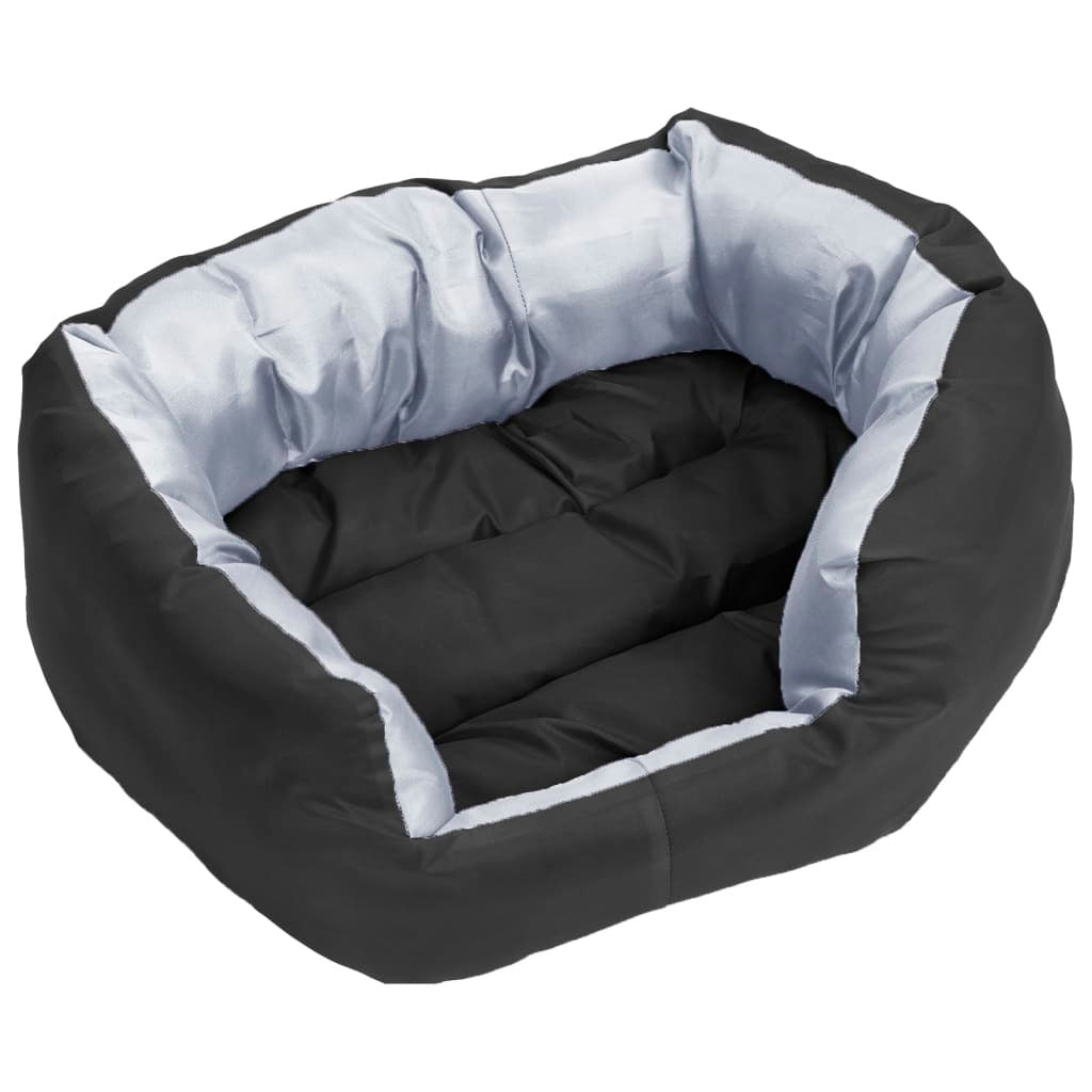 vidaXL Reversible & Washable Dog Cushion Grey and Black 65x50x20 cm