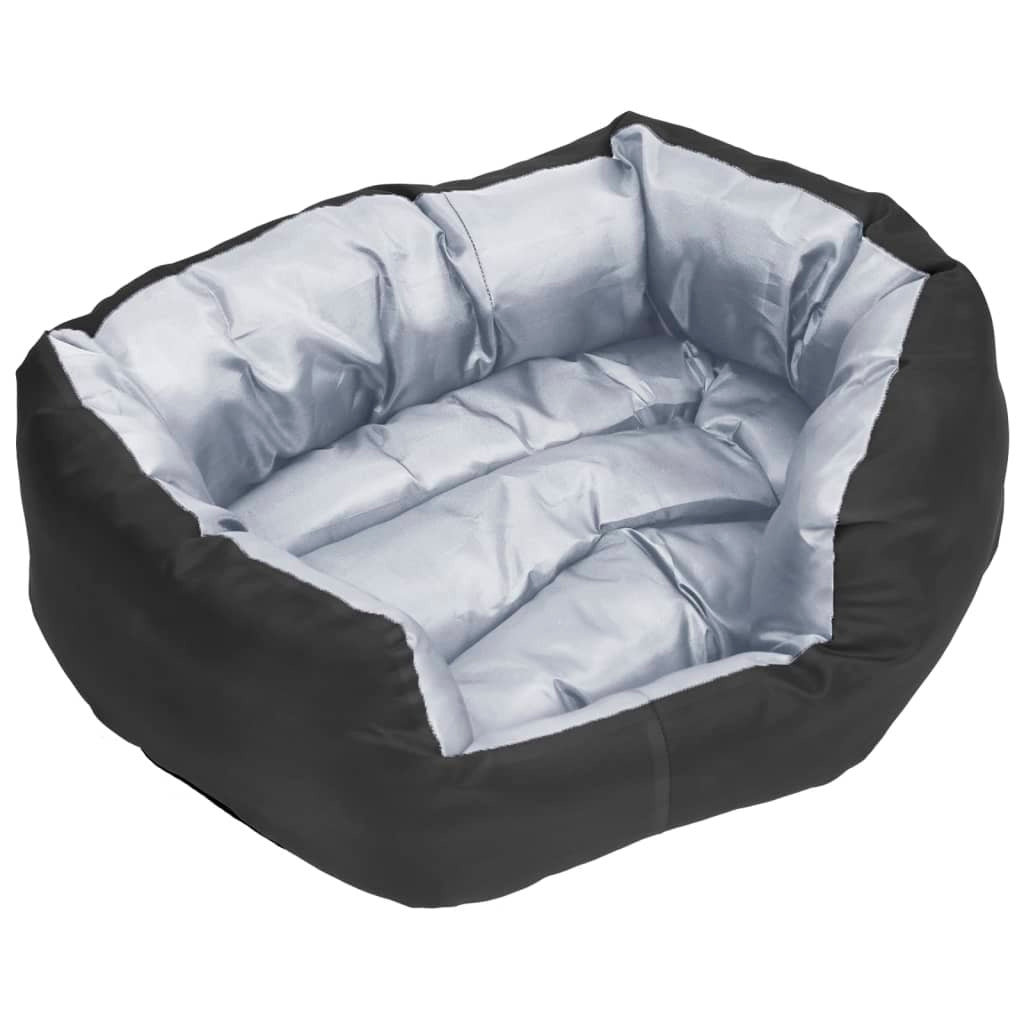 vidaXL Reversible & Washable Dog Cushion Grey and Black 65x50x20 cm