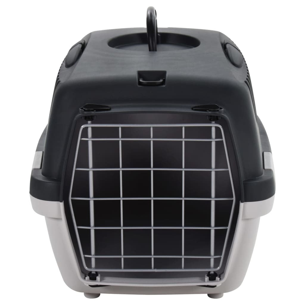 vidaXL Pet Transport Box Grey and Black 48x32x31 cm PP