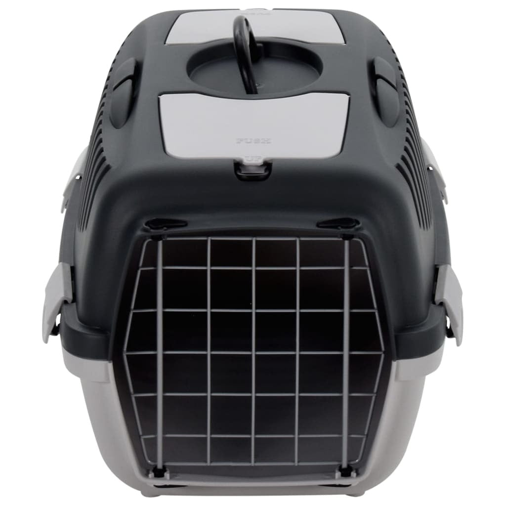 vidaXL Pet Transport Box Grey and Black 55x36x35 cm PP