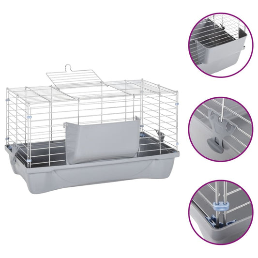 vidaXL Small Animal Cage Grey 58x32x31 cm Polypropylene and Metal