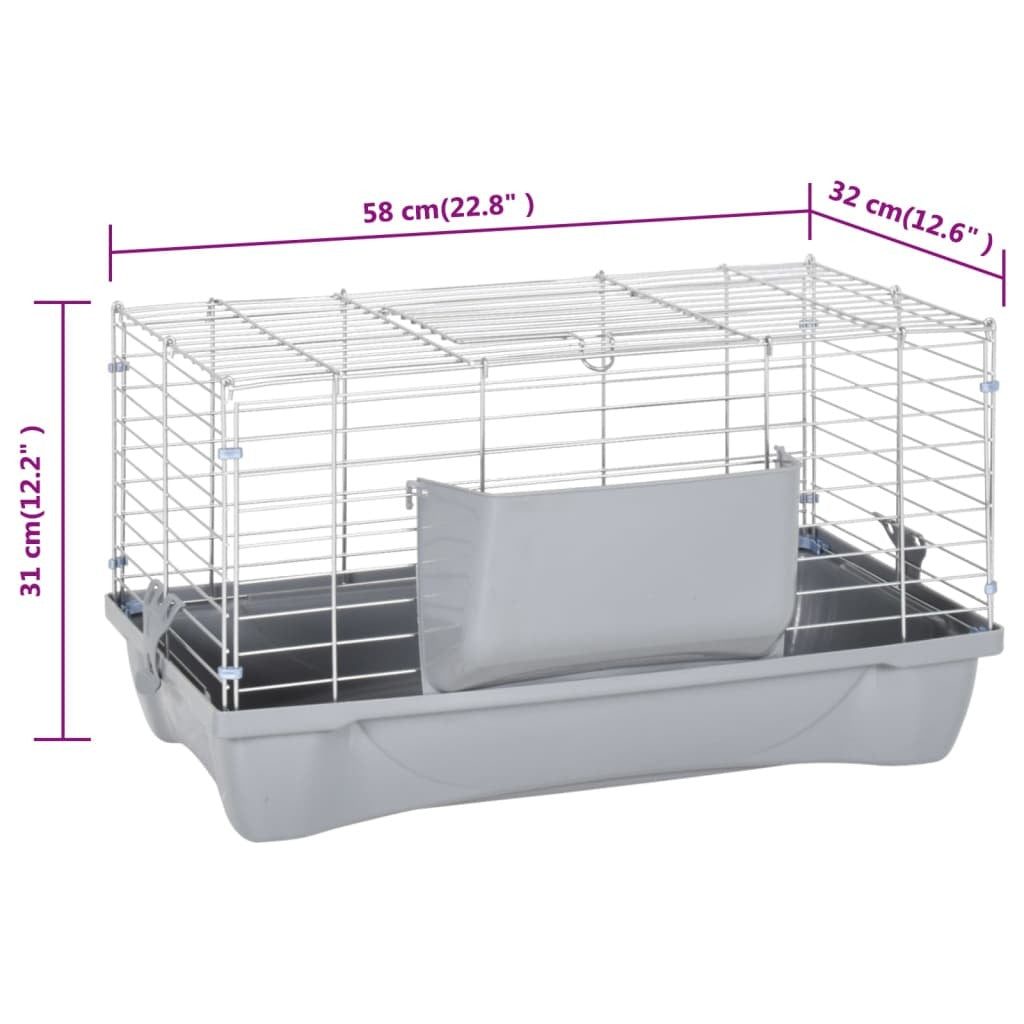 vidaXL Small Animal Cage Grey 58x32x31 cm Polypropylene and Metal