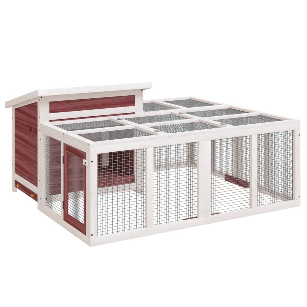 vidaXL Rabbit Hutch Mocha 144x123x67.5 cm Solid Wood Pine