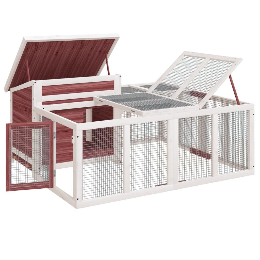 vidaXL Rabbit Hutch Mocha 144x123x67.5 cm Solid Wood Pine