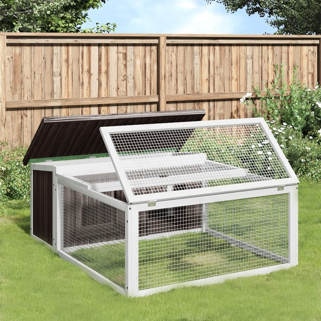 vidaXL Rabbit Hutch Grey 117.5x97x47.5 cm Solid Wood Pine