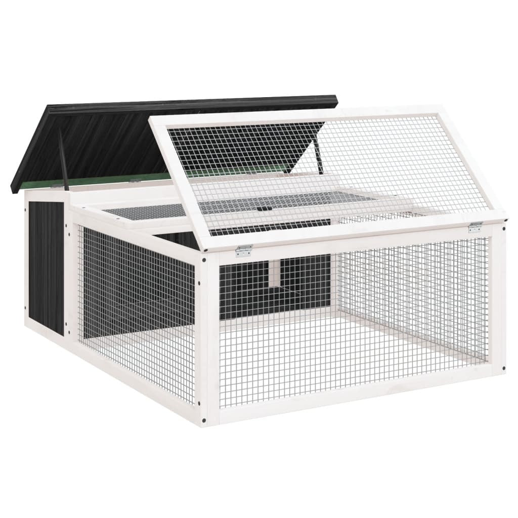 vidaXL Rabbit Hutch Grey 117.5x97x47.5 cm Solid Wood Pine