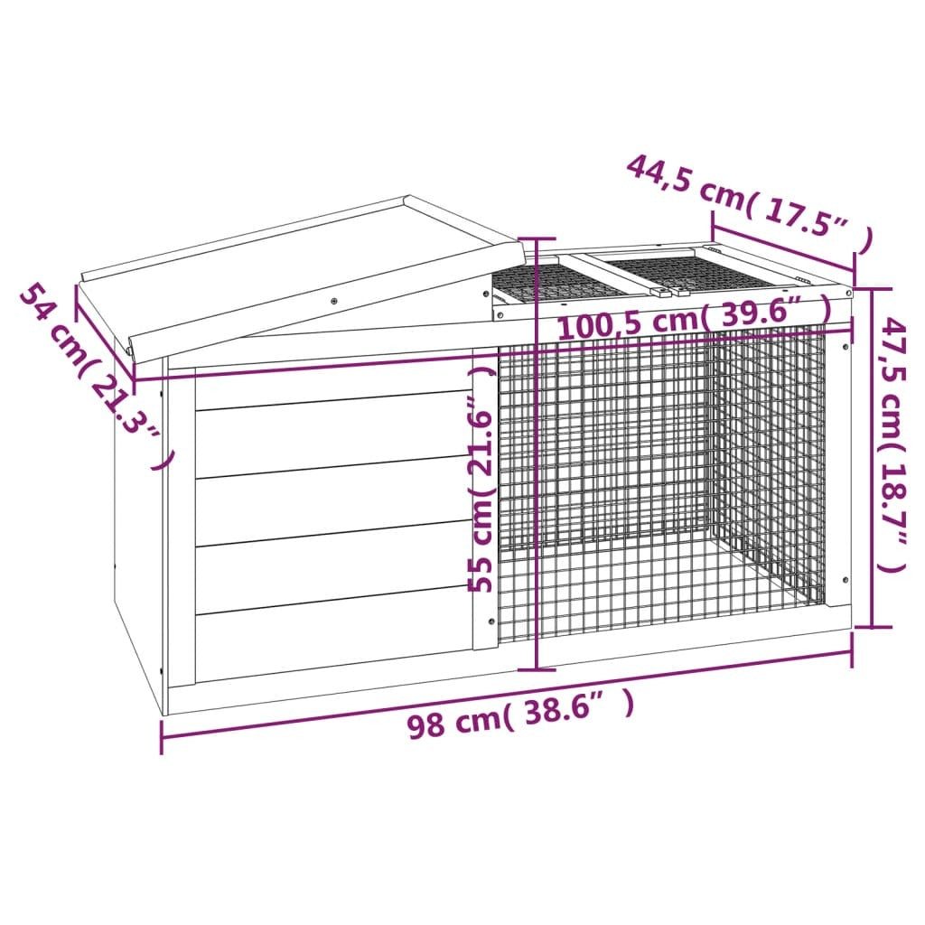 vidaXL Rabbit Hutch Mocha 100.5x54x55 cm Solid Wood Pine