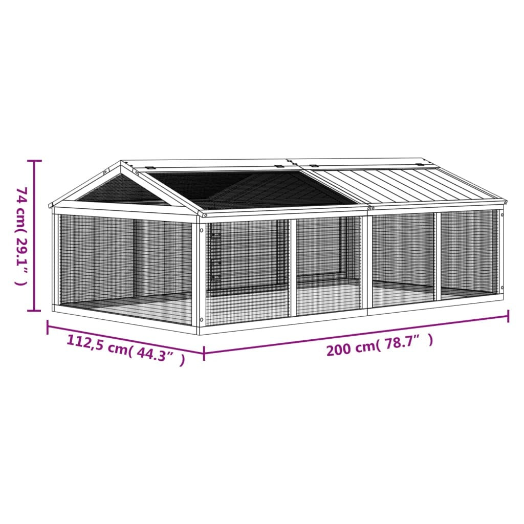 vidaXL Run Box Brown 200x112.5x74 cm Solid Wood Pine