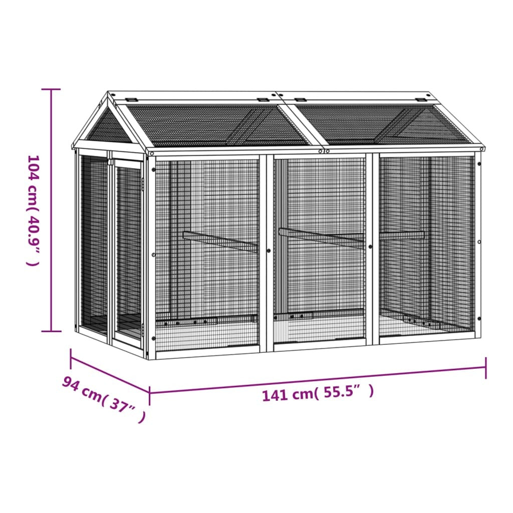 vidaXL Run Box Brown 141x94x104 cm Solid Wood Pine