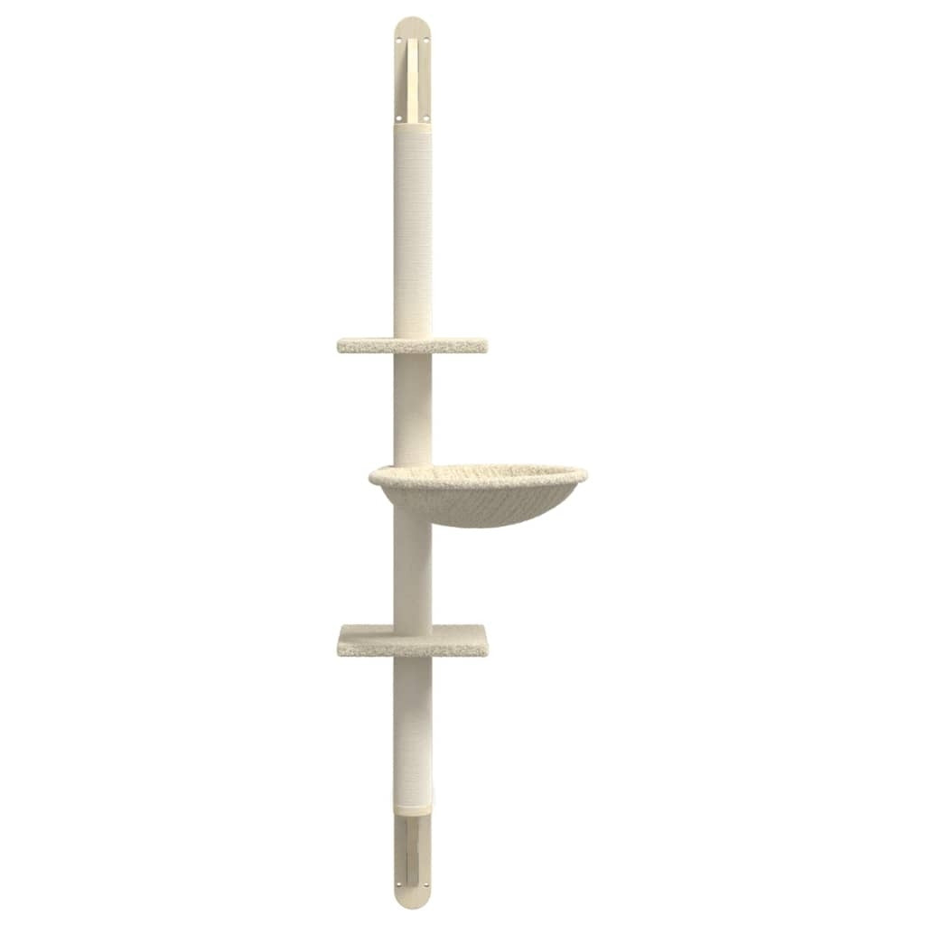 vidaXL Wall-mounted Cat Tree with Scratching Post Cream 142.5 cm