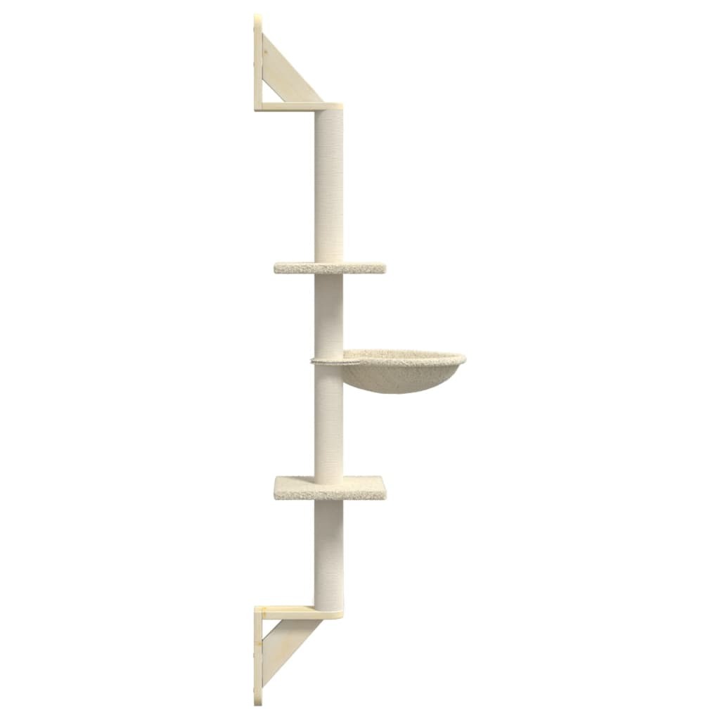 vidaXL Wall-mounted Cat Tree with Scratching Post Cream 142.5 cm