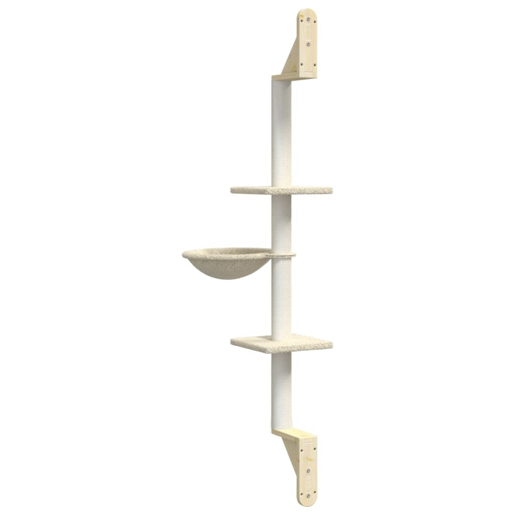 vidaXL Wall-mounted Cat Tree with Scratching Post Cream 142.5 cm