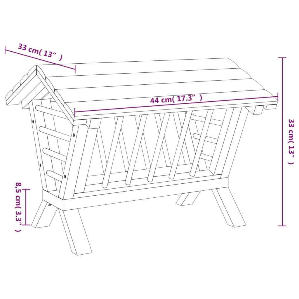 vidaXL Rabbit Hay Feeder 44x33x33 cm Solid Wood Fir