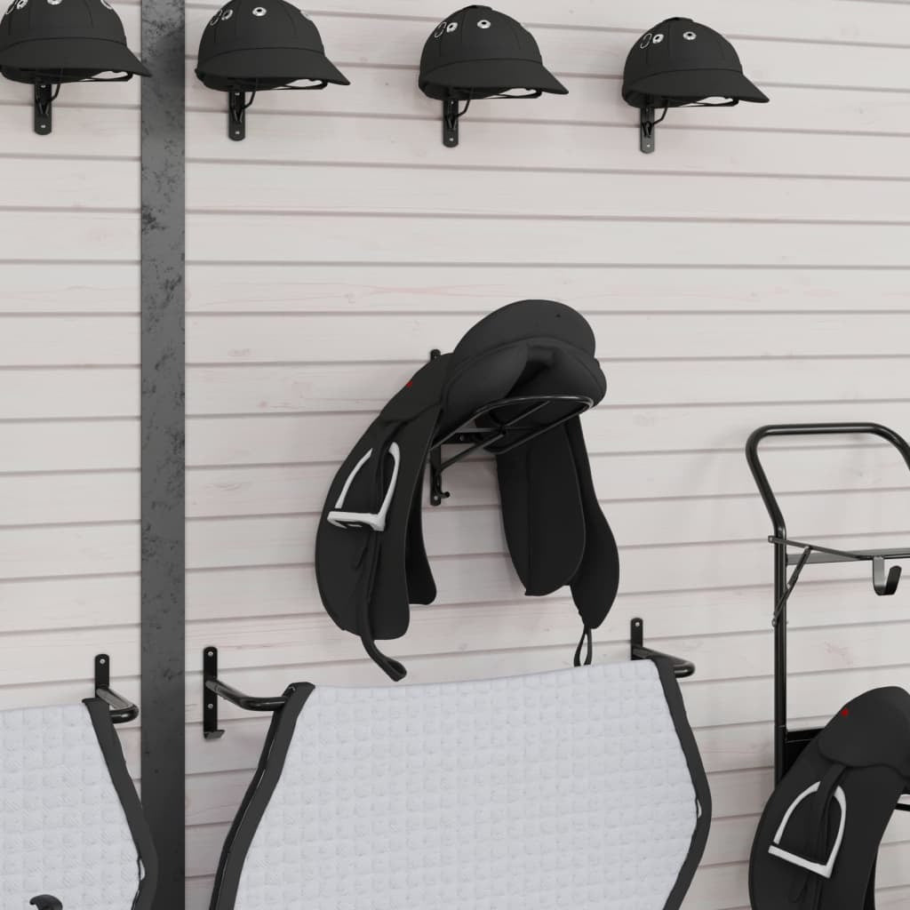 vidaXL Saddle Rack Wall Mounted Black Iron