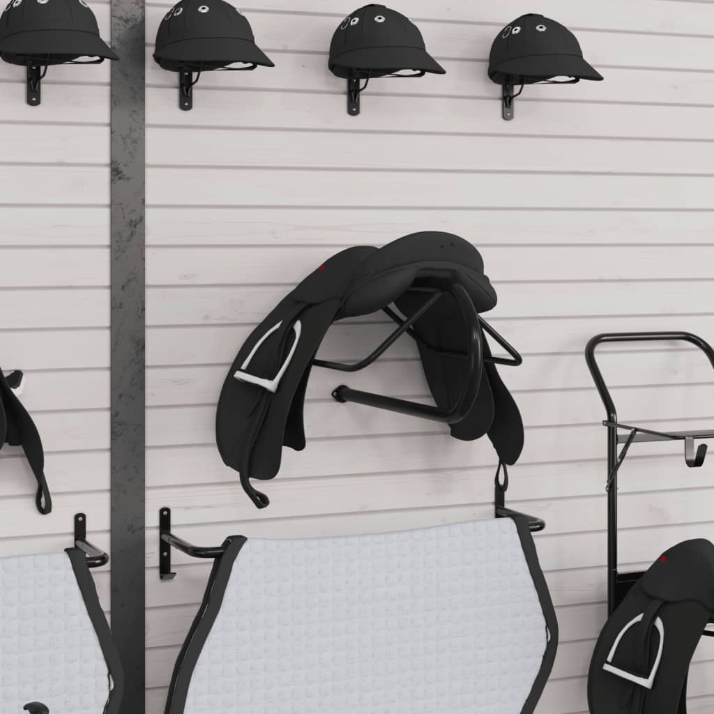 vidaXL Saddle Rack Wall Mounted Black Iron