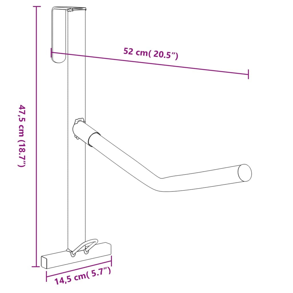 vidaXL Saddle Rack with Bridle Hook Single Arm Portable Black Iron