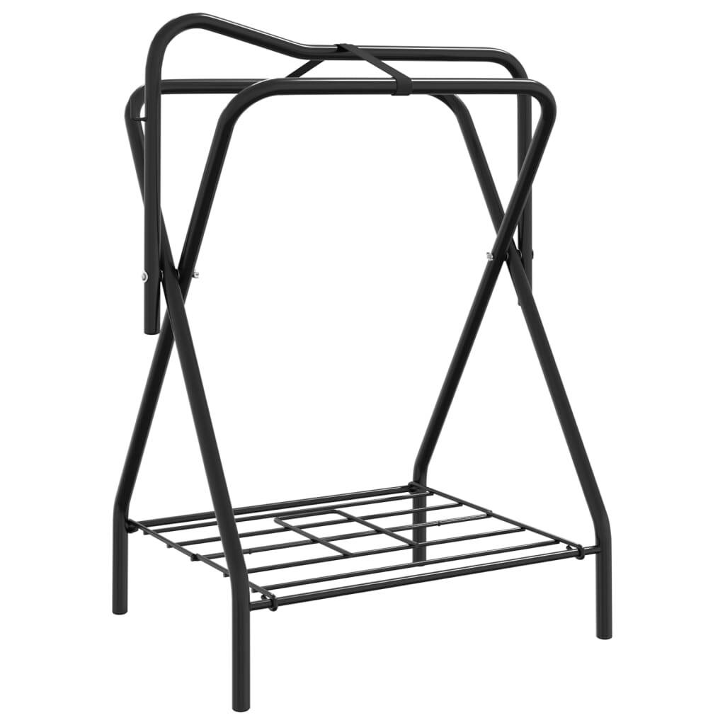 vidaXL Saddle Rack Foldable Freestanding Black Iron