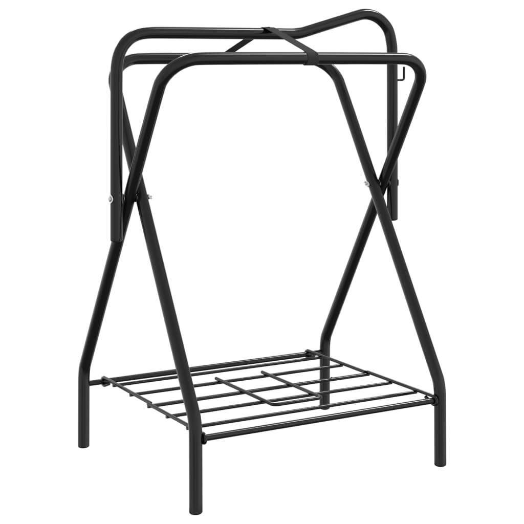 vidaXL Saddle Rack Foldable Freestanding Black Iron