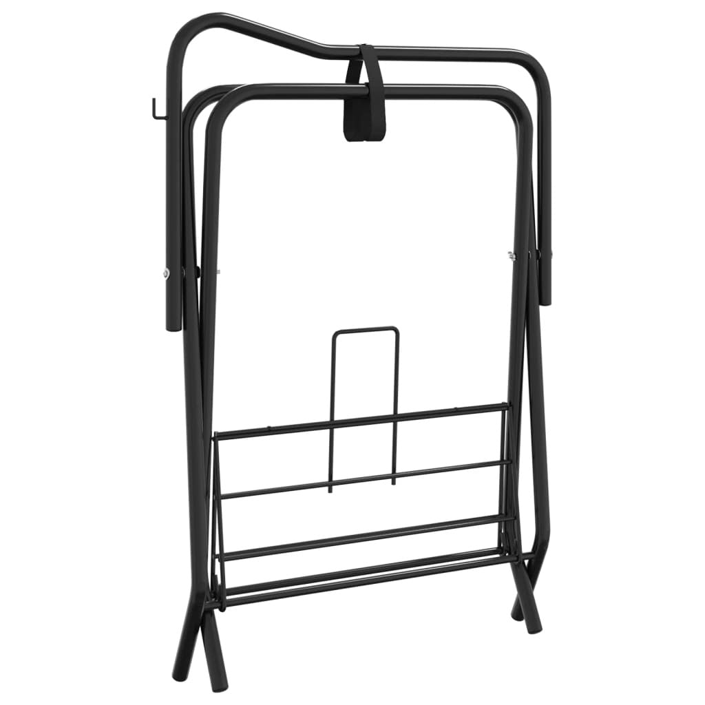 vidaXL Saddle Rack Foldable Freestanding Black Iron