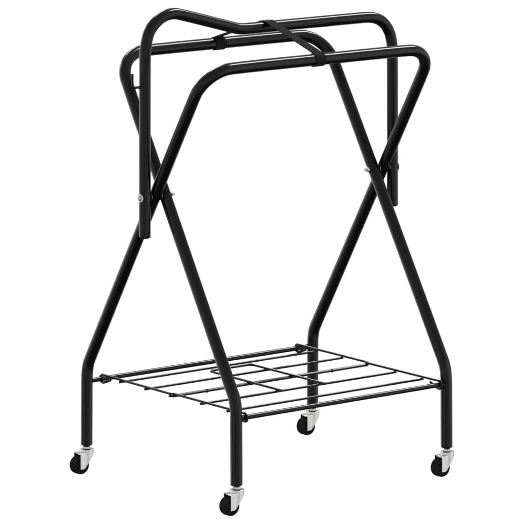 vidaXL Saddle Rack Foldable Freestanding Black Iron