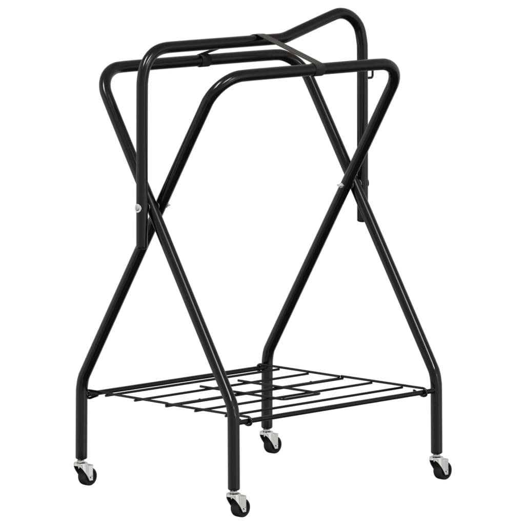 vidaXL Saddle Rack Foldable Freestanding Black Iron