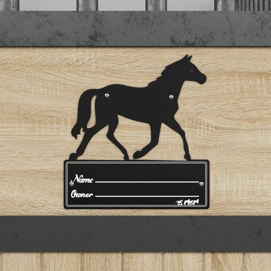 vidaXL Stable Nameplate Black Steel