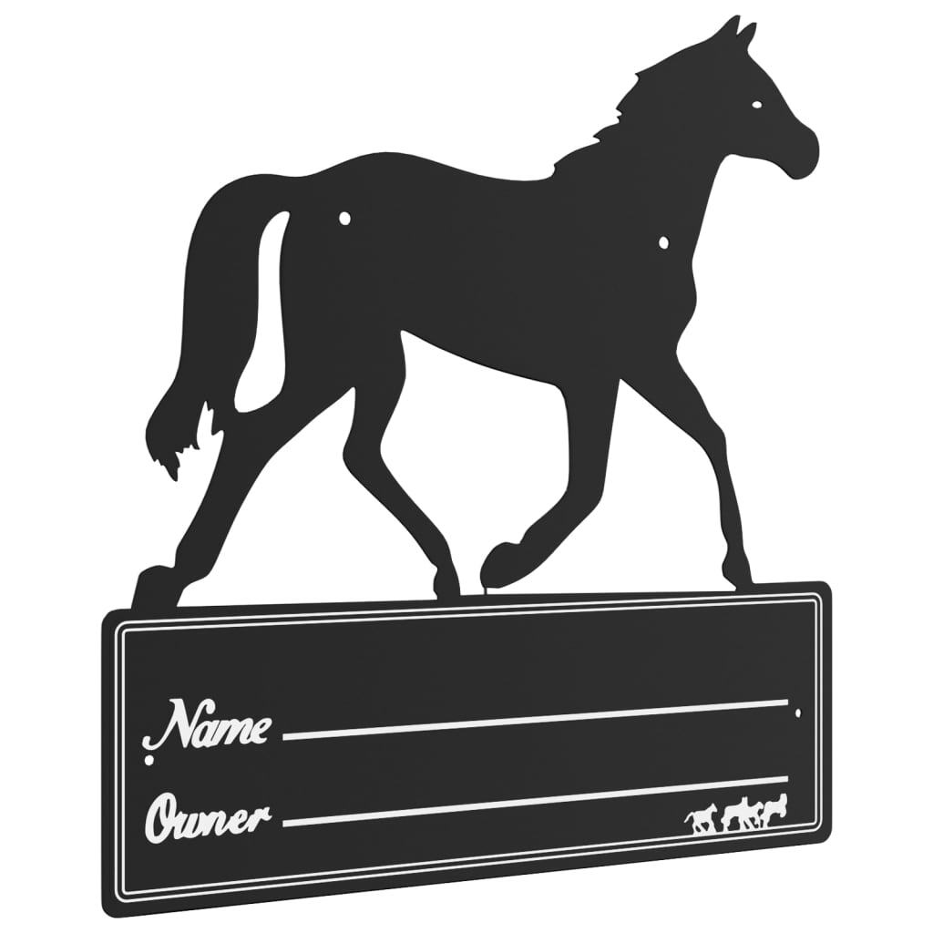 vidaXL Stable Nameplate Black Steel