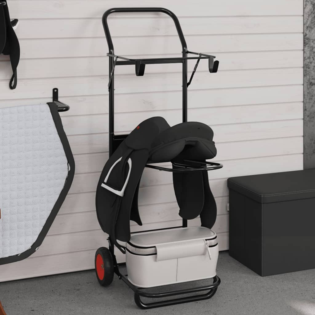 vidaXL Saddle Trolley Foldable Black Steel