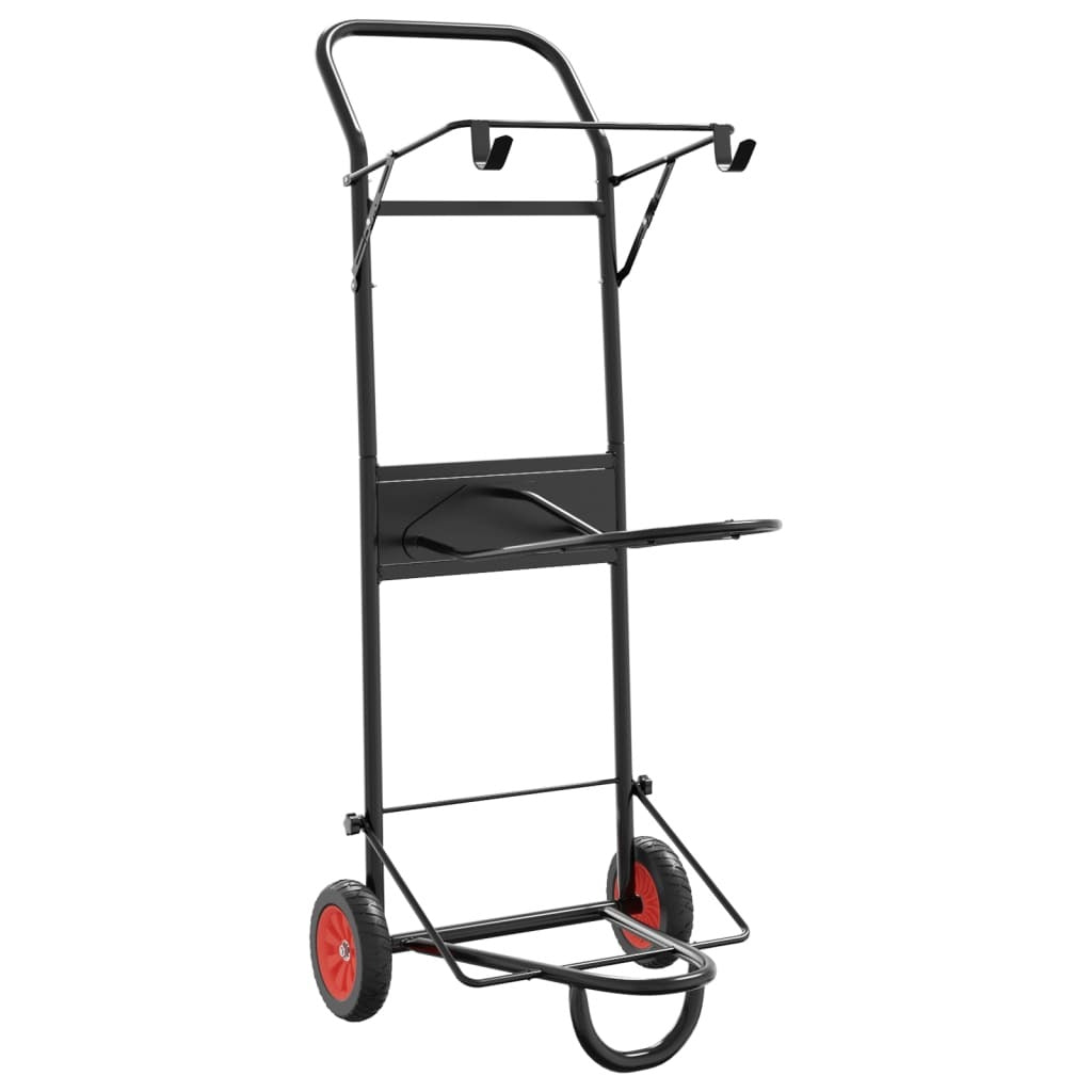 vidaXL Saddle Trolley Foldable Black Steel