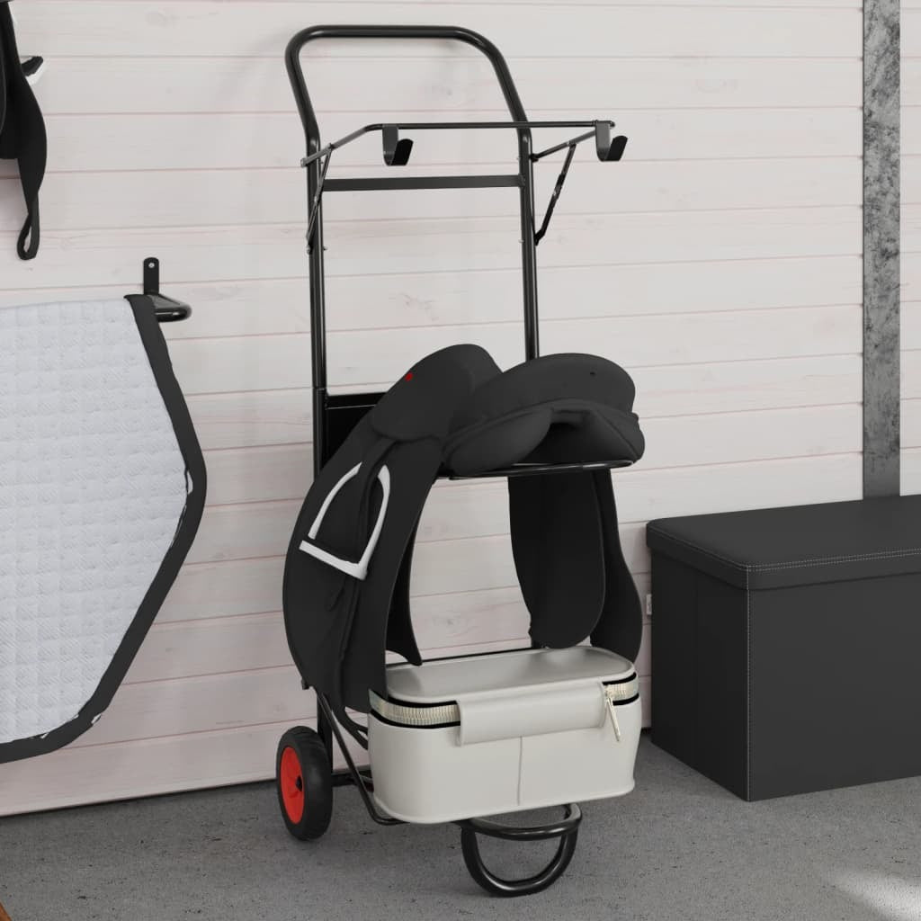 vidaXL Saddle Trolley Foldable Black Steel