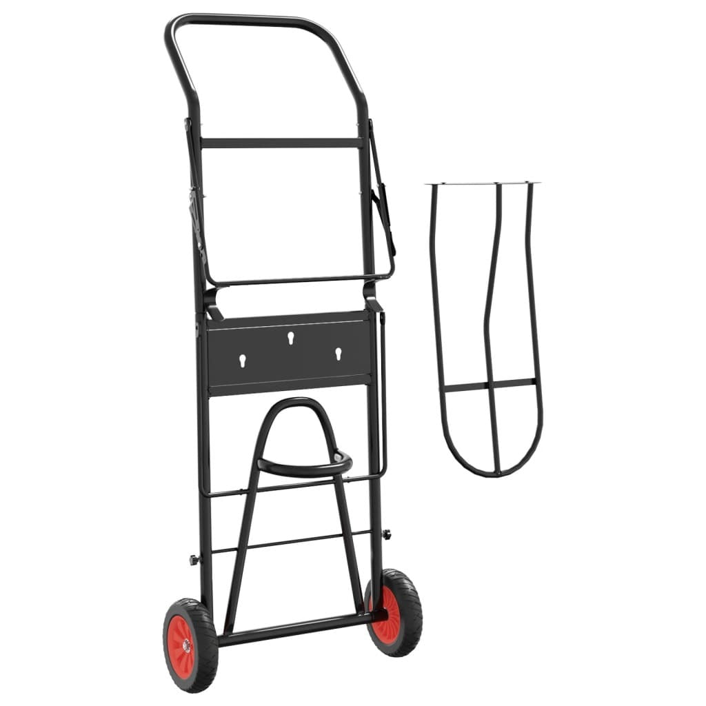 vidaXL Saddle Trolley Foldable Black Steel