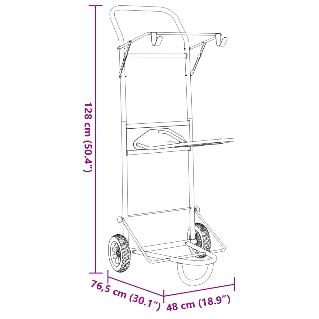 vidaXL Saddle Trolley Foldable Black Steel