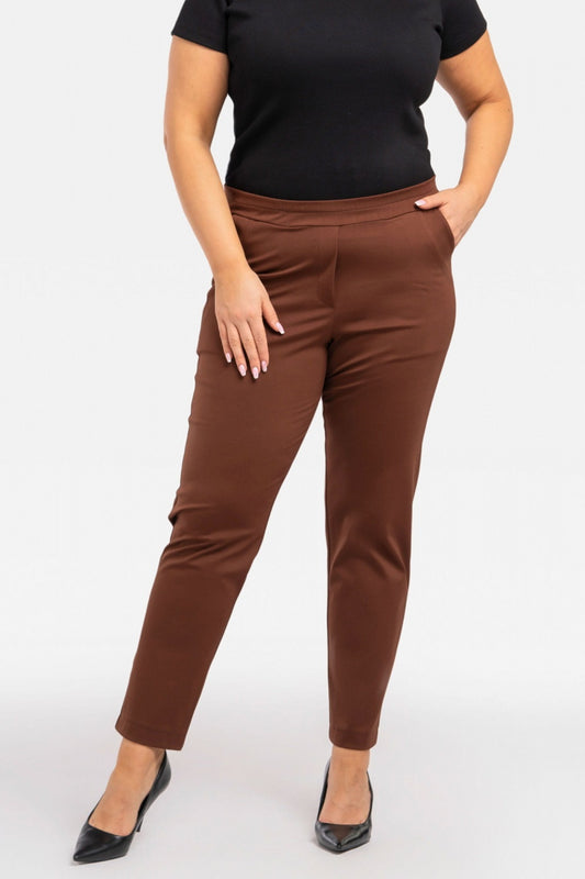 beige - Plus size Trousers model 193915 Karko