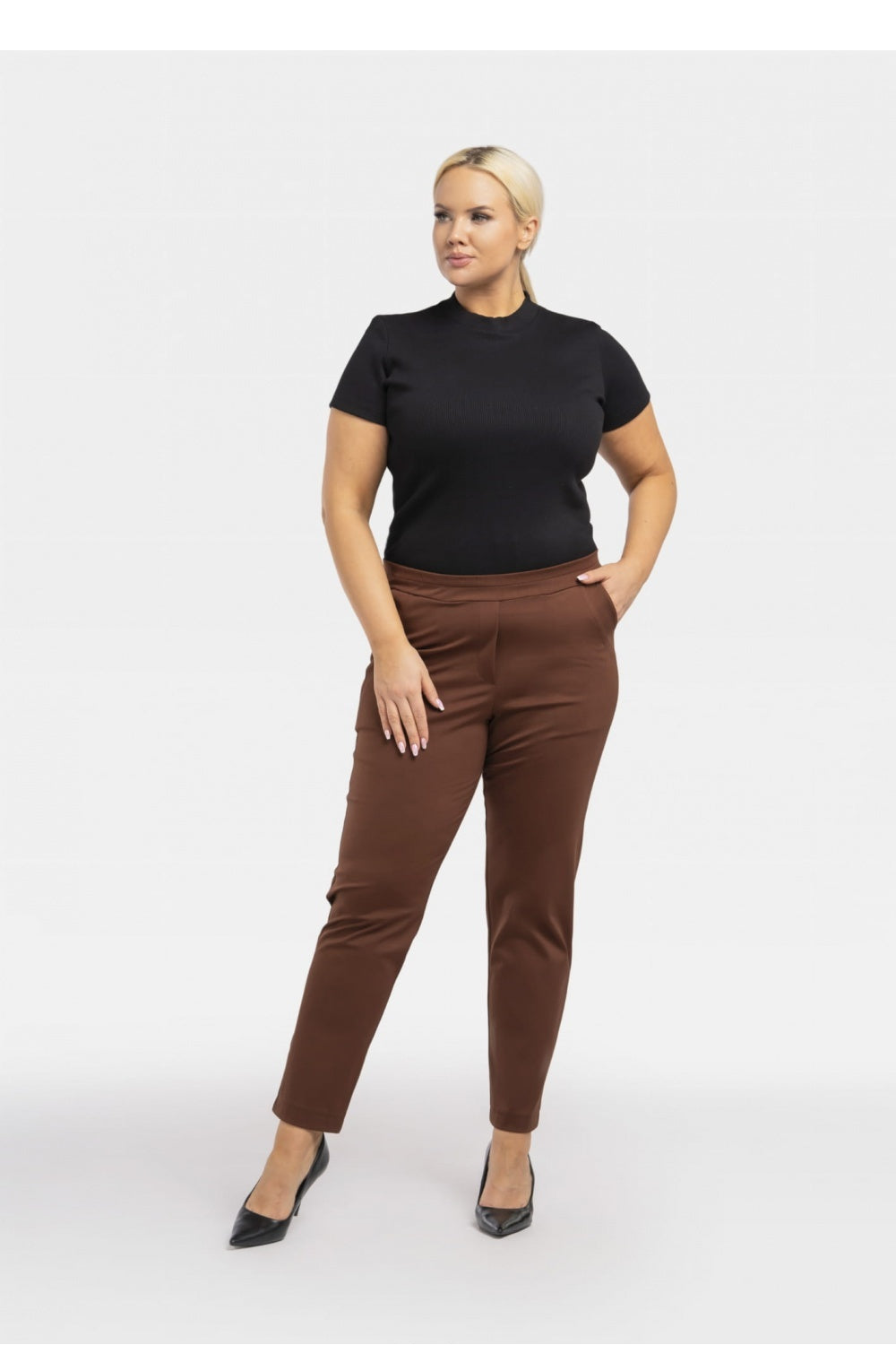 beige - Plus size Trousers model 193915 Karko