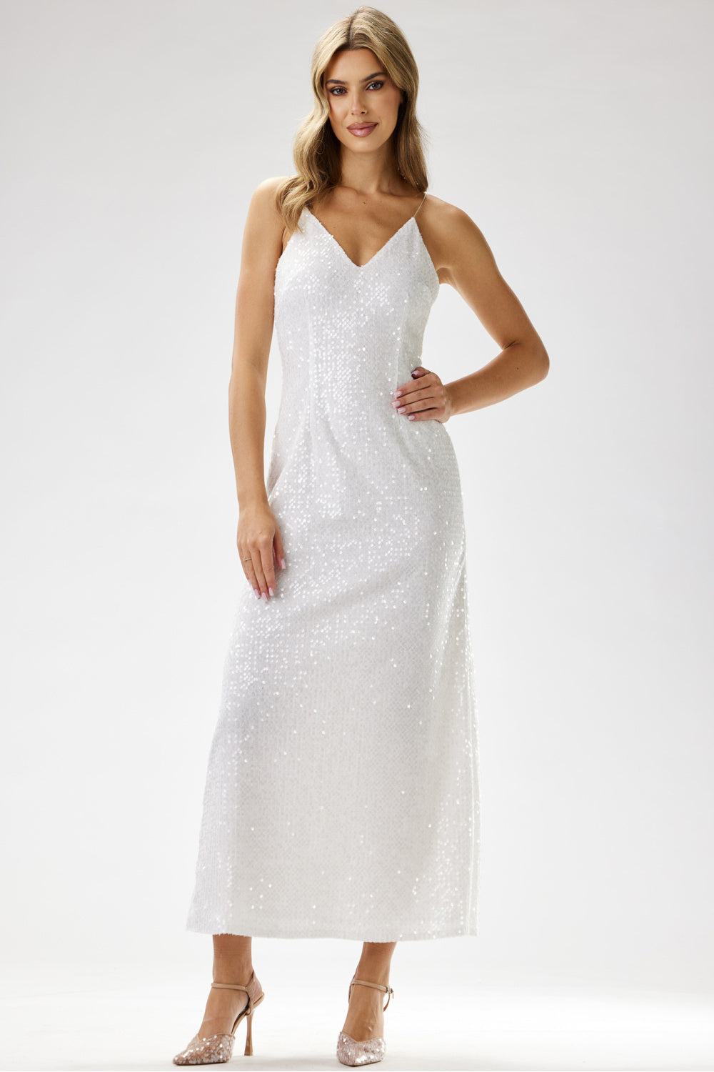 white - Long dress model 204259 awama