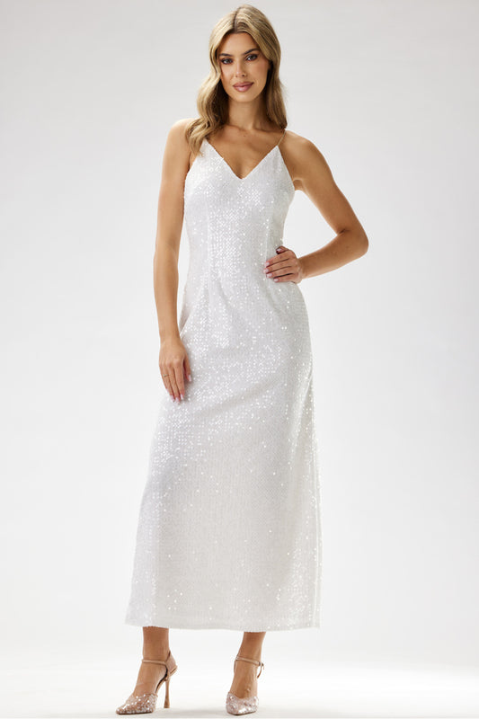 white - Long dress model 204259 awama