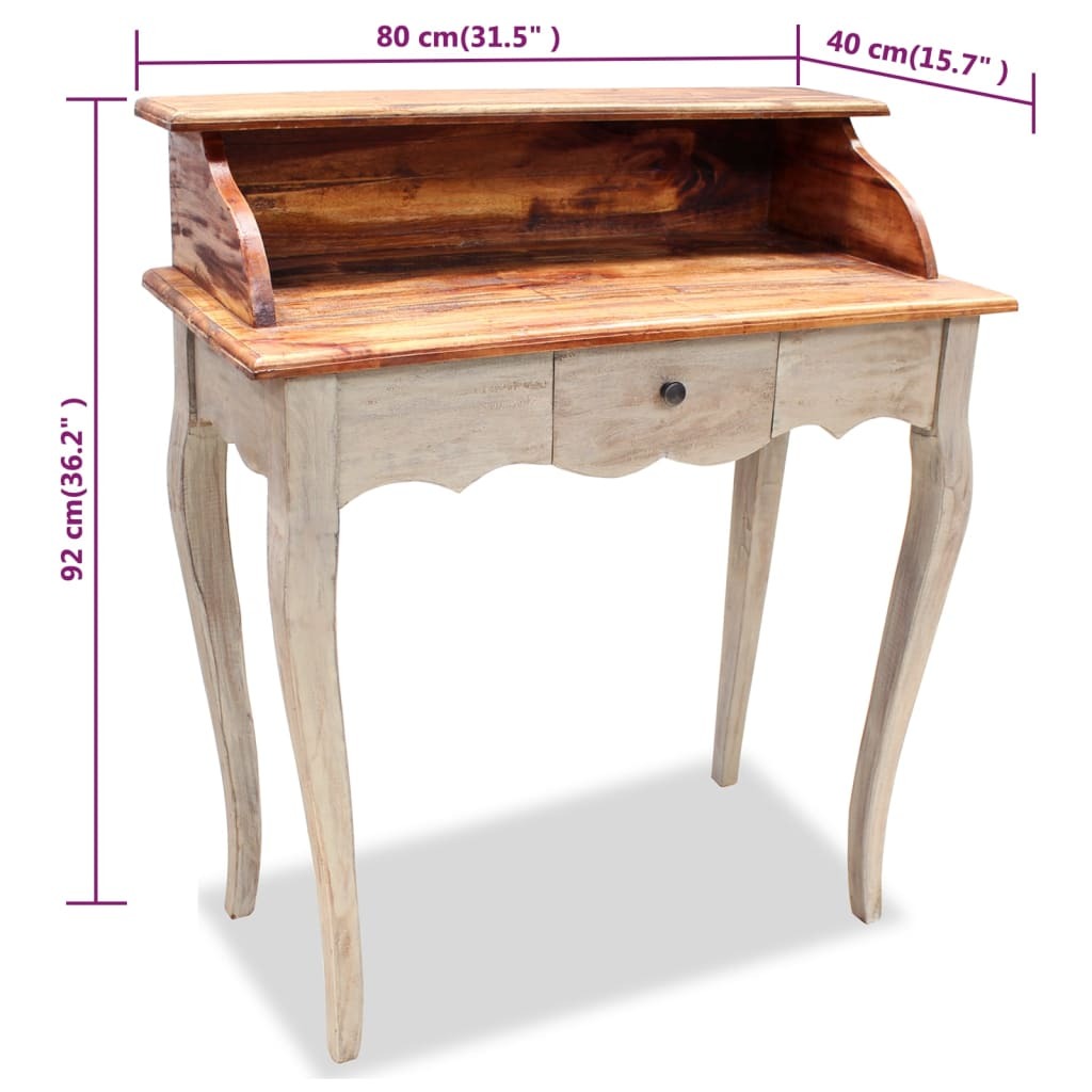 Writing Desk Solid Mahogany Wood 80x40x92 cm