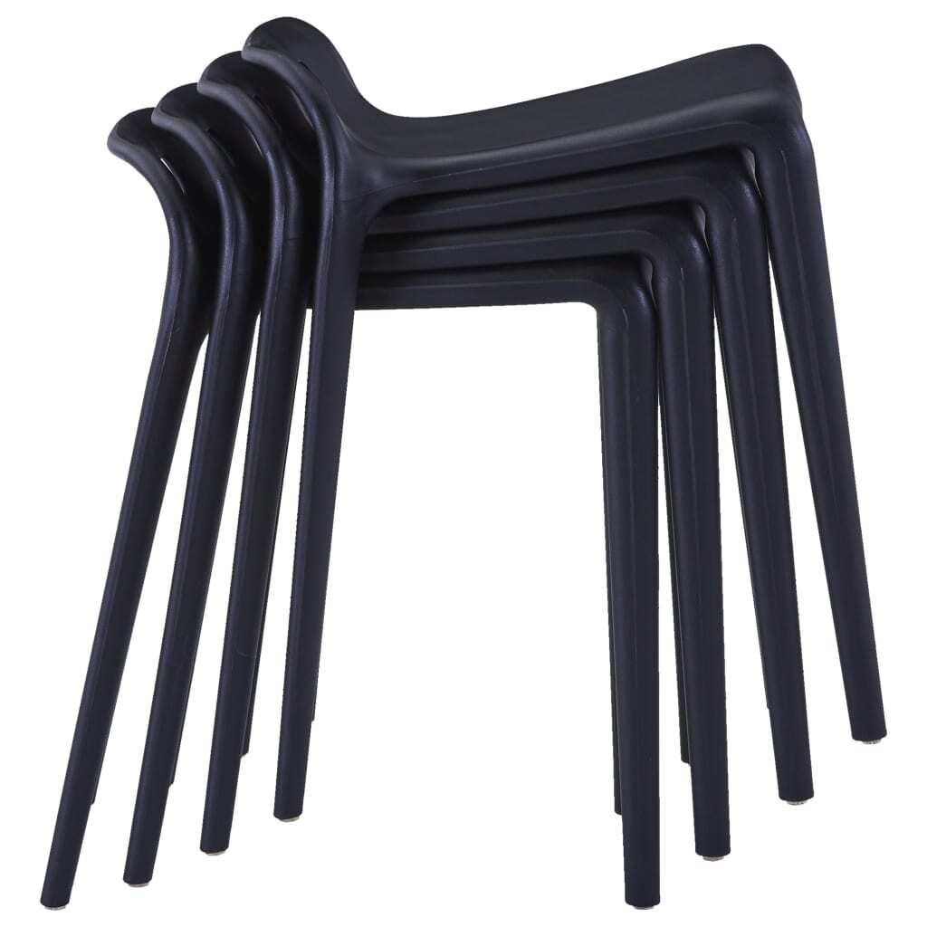 vidaXL Stackable Stools 4 pcs Black Plastic