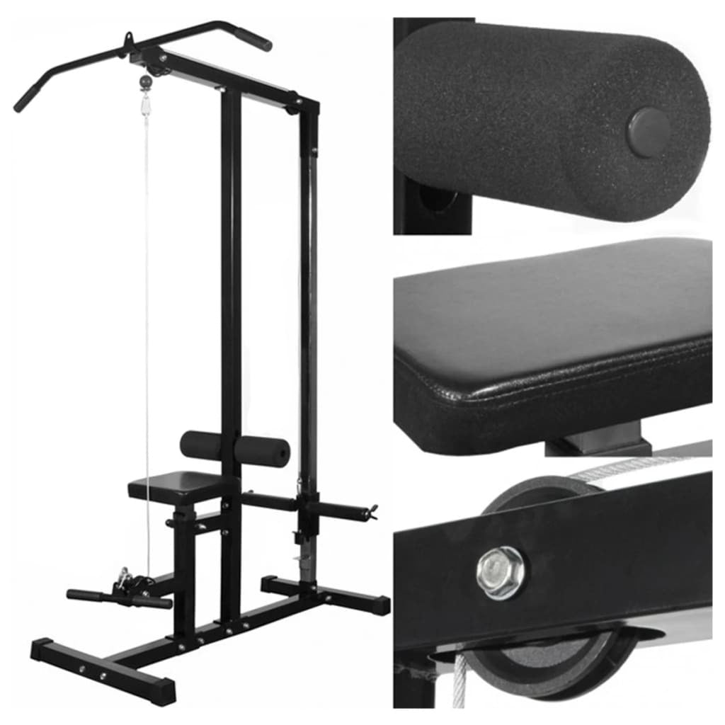 vidaXL Power Tower with Barbell and Dumbbell Set 60.5 kg