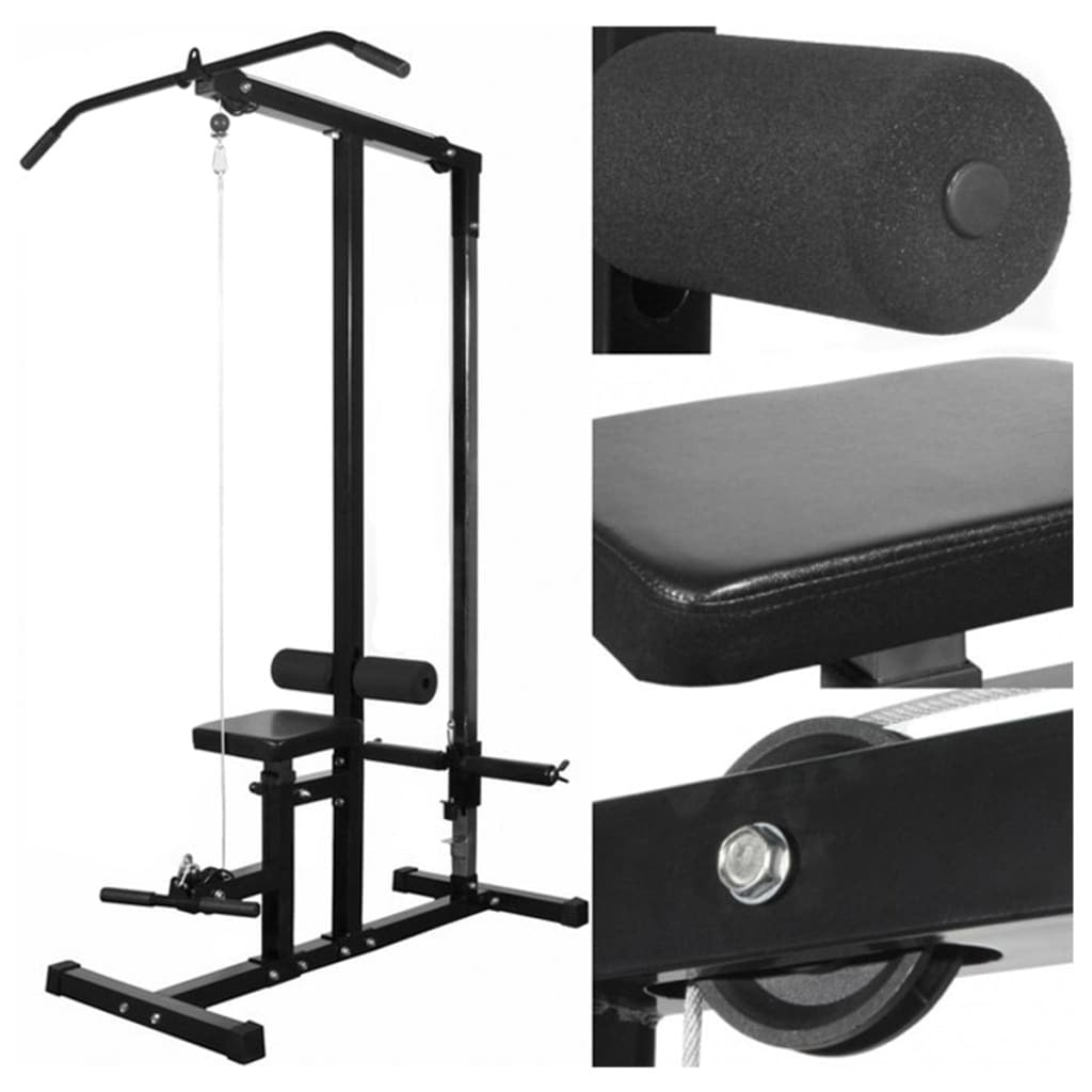 vidaXL Power Tower with Barbell and Dumbbell Set 30.5 kg