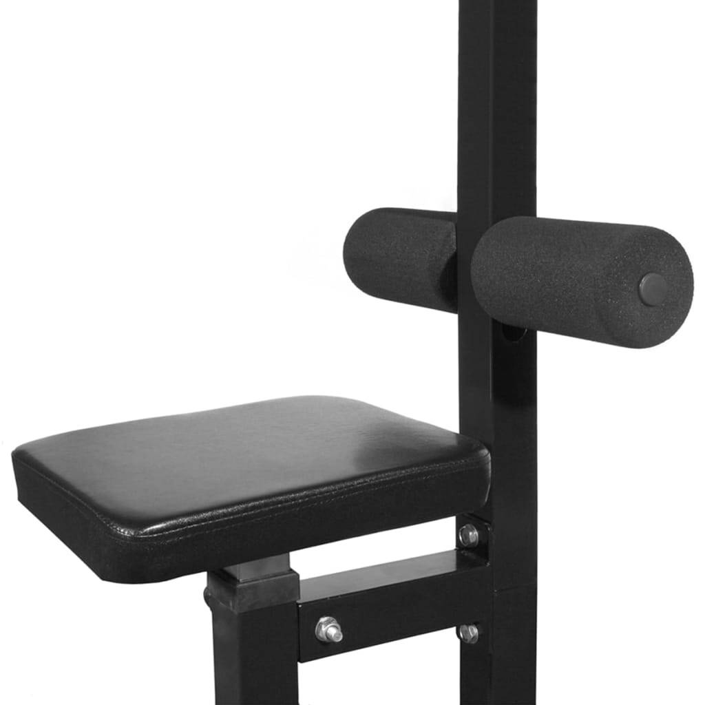 vidaXL Power Tower with Barbell and Dumbbell Set 30.5 kg