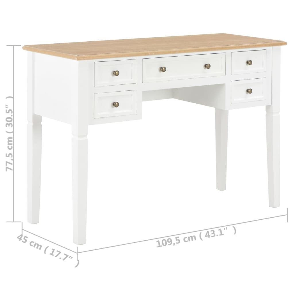 Writing Desk White 109.5x45x77.5 cm Wood