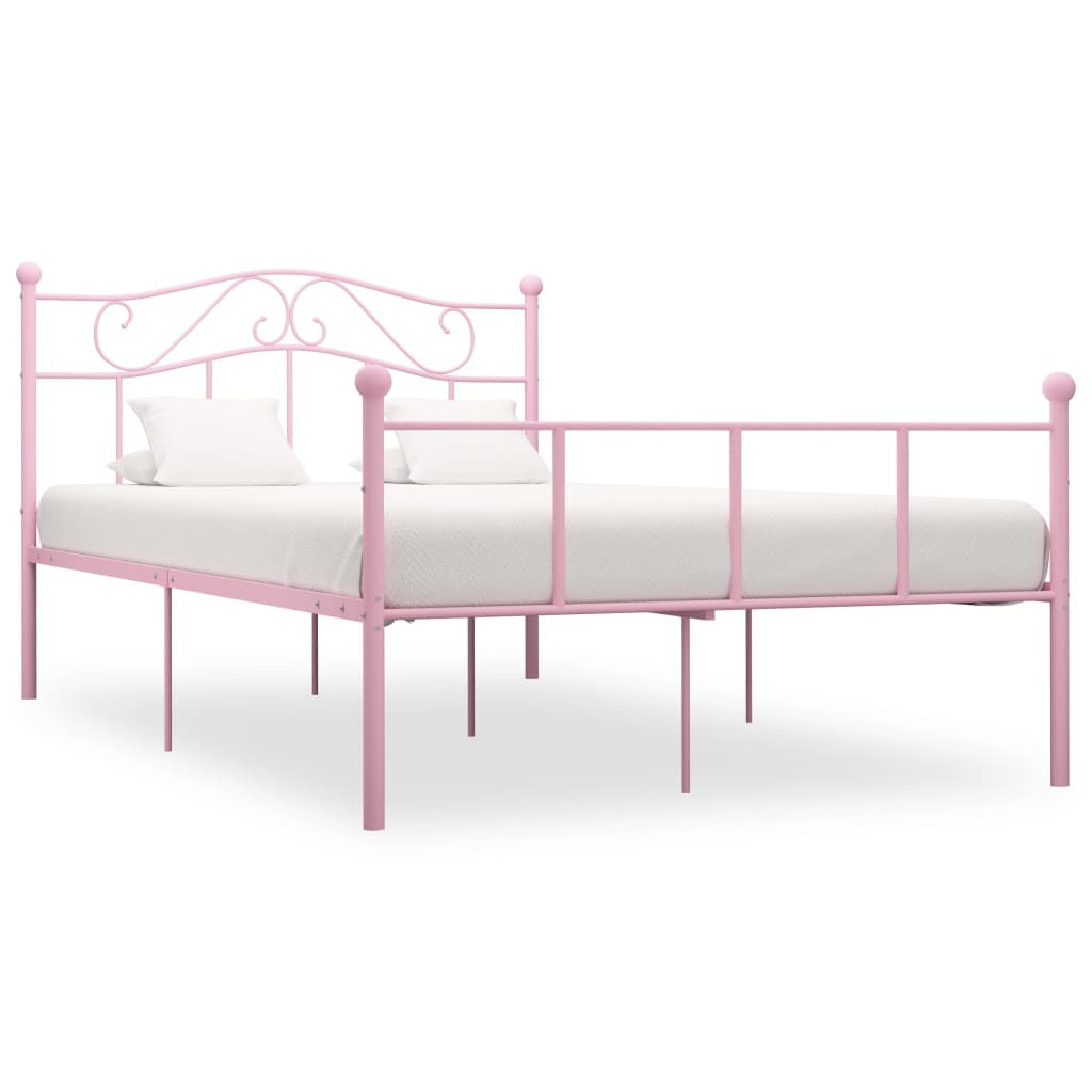 284539 vidaXL Bed Frame without Mattress Pink Metal 120x200 cm