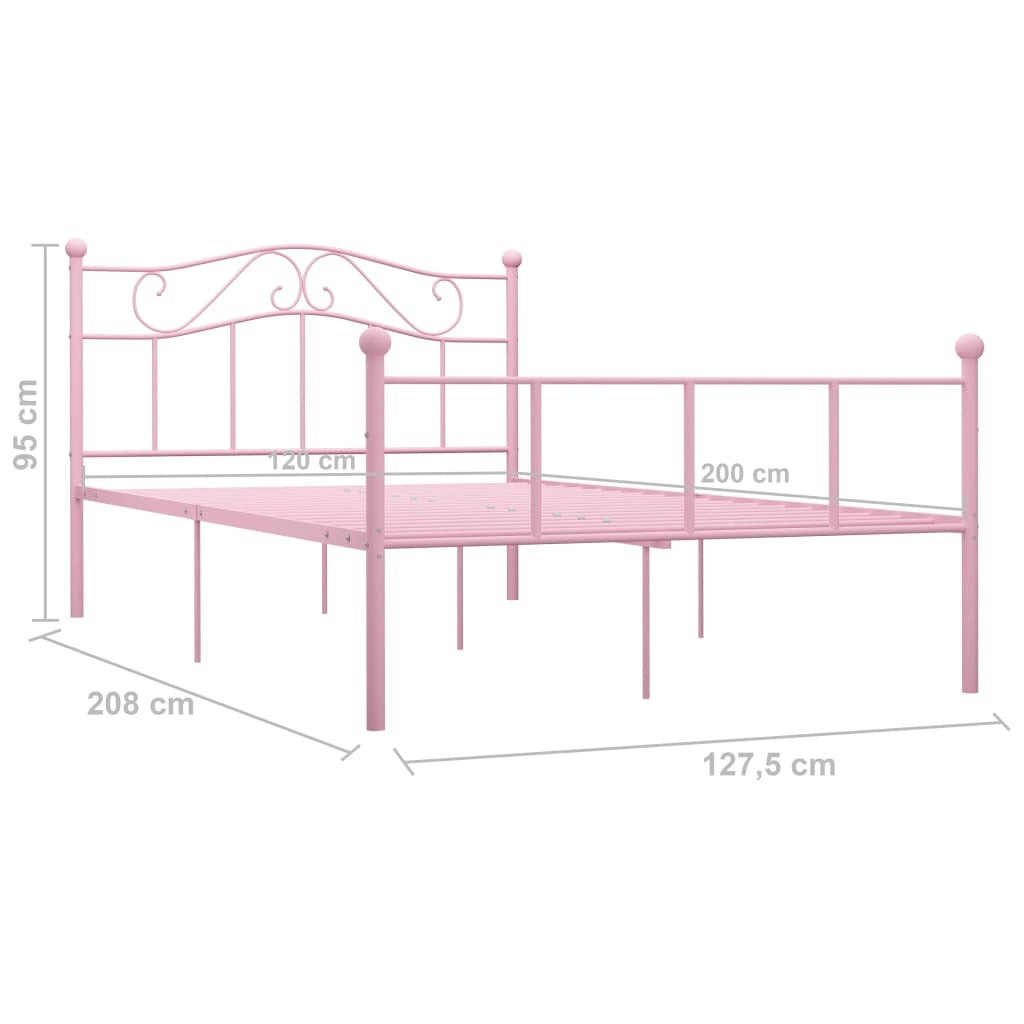 284539 vidaXL Bed Frame without Mattress Pink Metal 120x200 cm